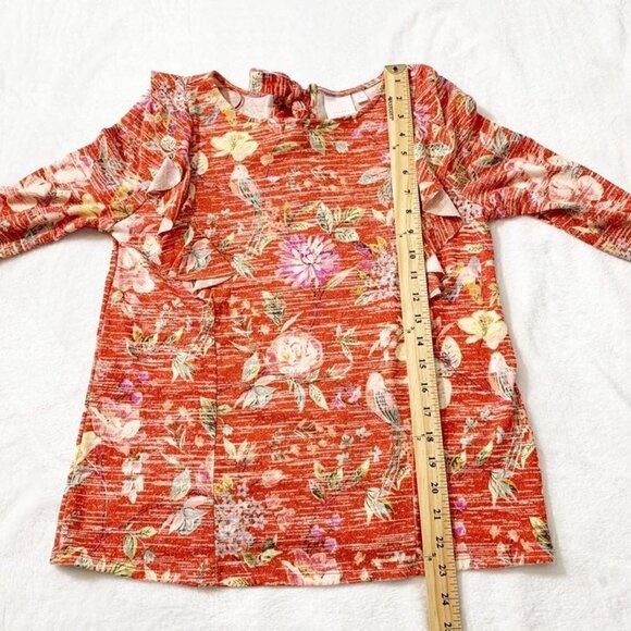 NEW‎ Lauren Conrad orange floral long sleeve flowy casual top - Small - Picture 9 of 9